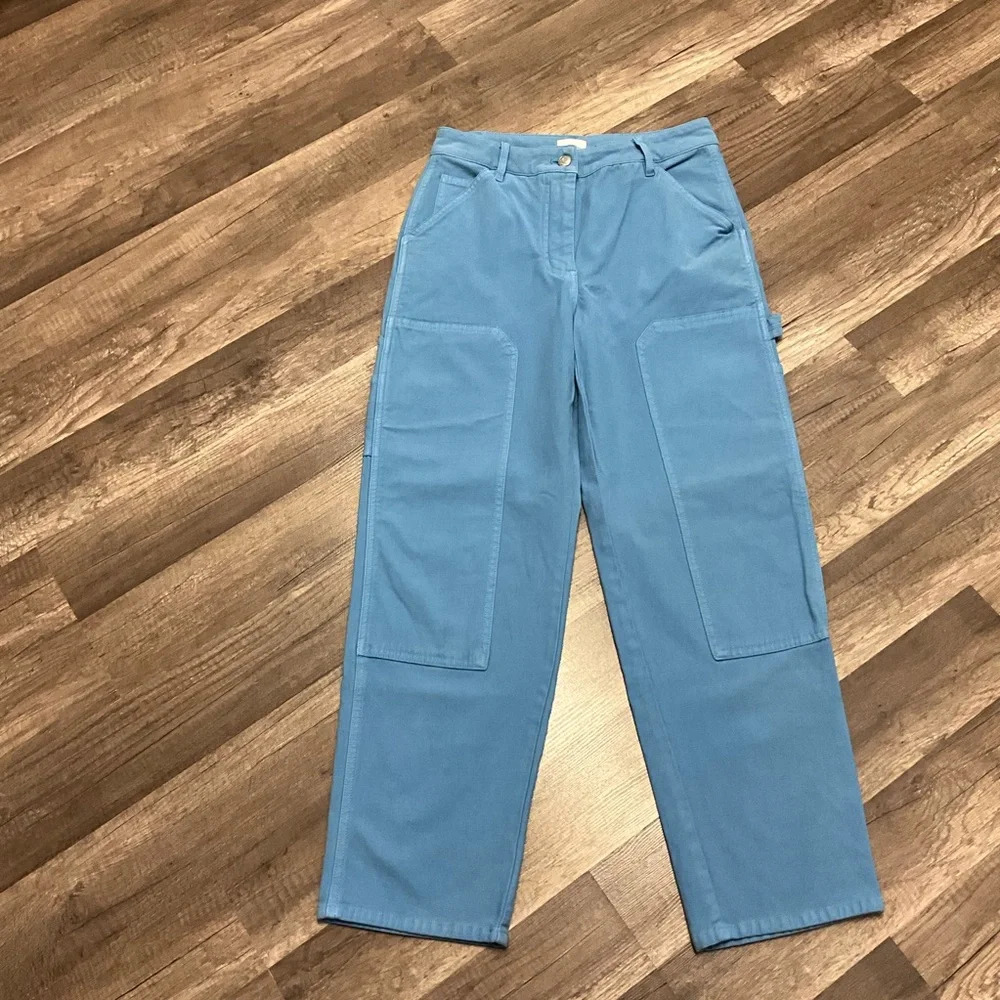 Aritzia Wilfred Free Brennan Utility Cargo Pants High-Rise Ankle Blue Size 6
